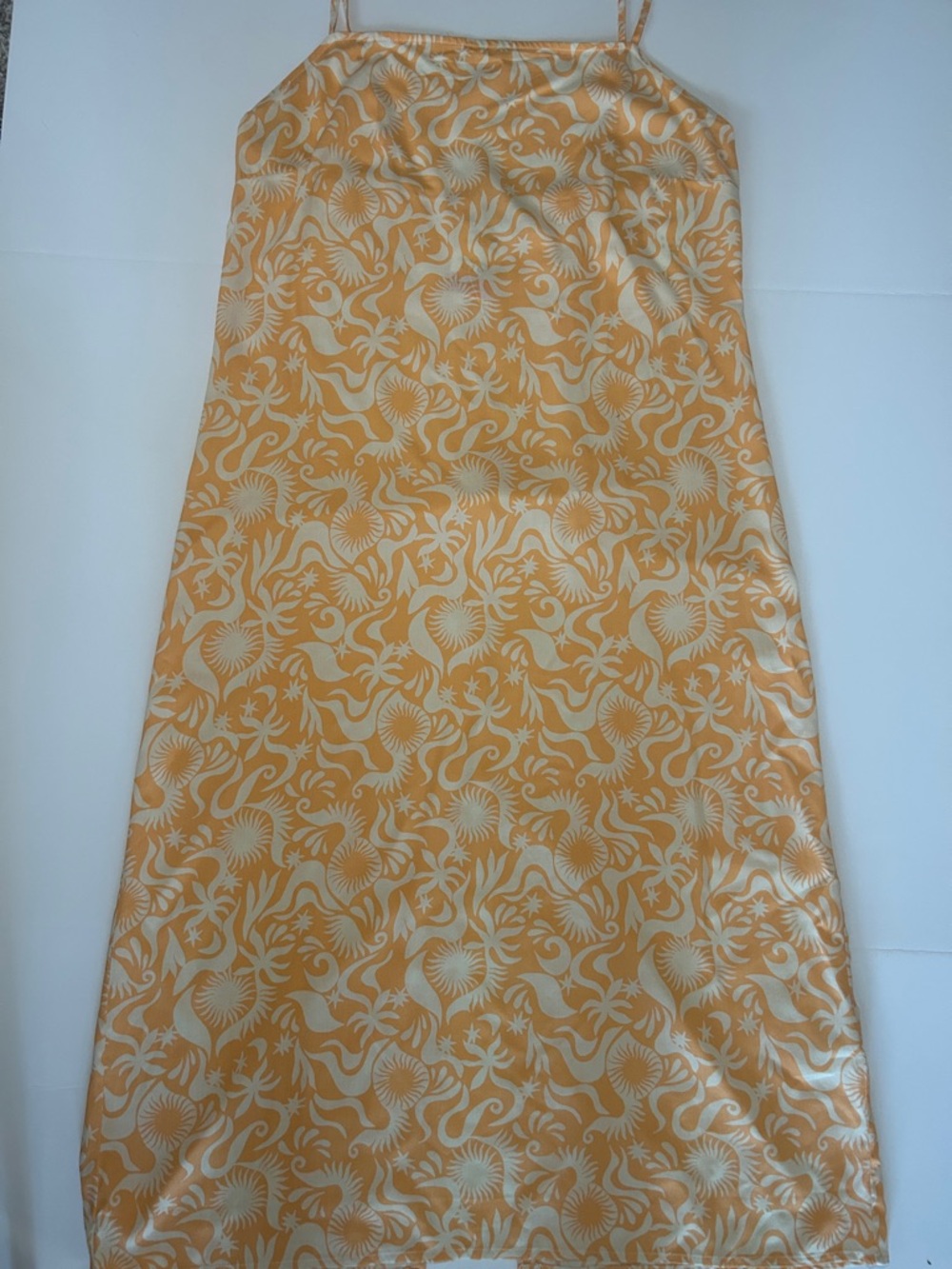 Billabong Satin Summer Slip Dress in Sunburst Orange Floral